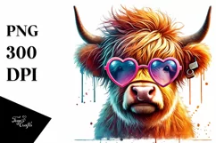 Highland Calf with Sunglasses, Transparent PNG Product Image 1