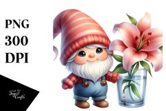 Cute Baby Gnome with Lily in PNG Product Image 1