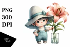Cute Baby Gnome with Lily in PNG Product Image 1