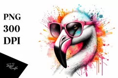 Colorful Flamingo with Paint Splashes | Clipart Product Image 3