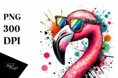 Colorful Flamingo with Paint Splashes | Clipart Product Image 3