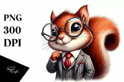 Funny Smiling Squirrel Portrait | Watercolor Clipart Product Image 1