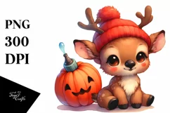 Cute Baby Elk with Pumpkin | Clipart Product Image 1