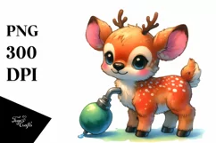 Cute Baby Elk with Pumpkin | Clipart Product Image 1
