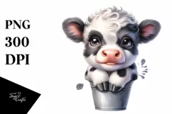 Vase Baby Highland Cow Clipart Product Image 3