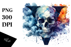 Colorful Skull with Splashes, PNG Product Image 1