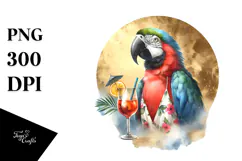 Happy Parrot Wearing Beachwear, High-Res PNG Product Image 1