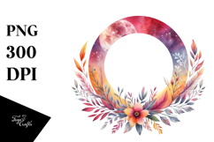 Watercolor Boho Moon Foliage Centered Product Image 1