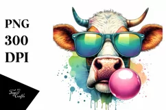 Quirky Cow Portrait Sublimation Clipart Product Image 1
