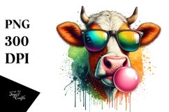 Quirky Cow Portrait Sublimation Clipart Product Image 1