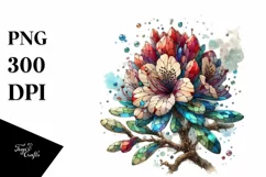 Metallic Stained Abstract Wooden Rhododendron | Clipart Product Image 3