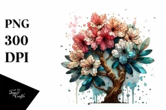 Metallic Stained Abstract Wooden Rhododendron | Clipart Product Image 1