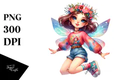 Fairy with Floral Wreath PNG Product Image 1
