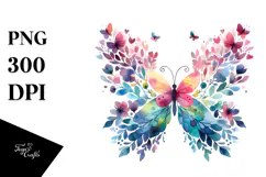 Cute Butterfly with Butterfly Silhouettes, PNG Product Image 1