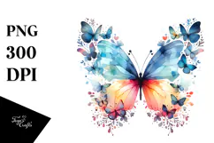 Cute Butterfly with Butterfly Silhouettes, PNG Product Image 1