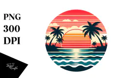 Retro Tropical Beach Sunset, 20 oz Tumbler Product Image 1