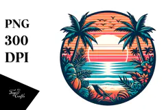 Retro Island Sunset Clipart, 20 oz Tumbler Product Image 1