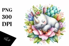 Cute Baby Rhino Sleeping | Sublimation | Clipart Product Image 3