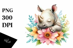 Cute Baby Rhino Sleeping | Sublimation | Clipart Product Image 3
