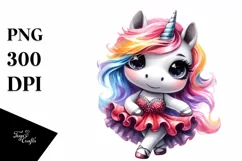 Baby Unicorn with Tango Dress, PNG Product Image 3