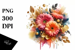 Watercolor Abstract Vibrant Bouquet Clipart Product Image 1