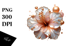Abstract Hibiscus with Golden Insertions, Transparent PNG Product Image 1