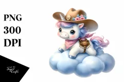 Baby Unicorn Cowboy on Cloud | Sublimation | Clipart Product Image 3