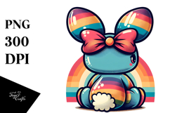 Colorful Retro Bunny Sitting PNG Product Image 1