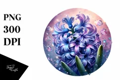 Round Watercolor Hyacinth Sublimation Clipart Product Image 1