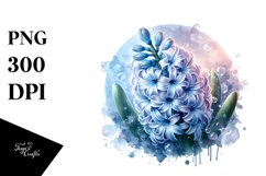 Round Watercolor Hyacinth Sublimation Clipart Product Image 1