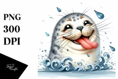Funny Cute Seal Tongue Wearing | Sublimation Clipart Product Image 1