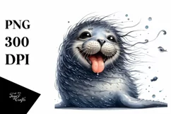 Funny Cute Seal Tongue Wearing | Sublimation Clipart Product Image 1