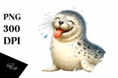 Funny Cute Seal Tongue Wearing | Sublimation Clipart Product Image 1