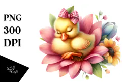 Whimsical Watercolor Baby Duck PNG Product Image 1