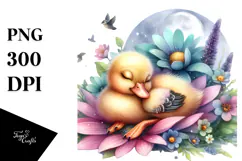 Whimsical Watercolor Baby Duck PNG Product Image 1