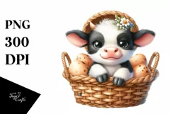 Egg Basket Baby Highland Cow Clipart Product Image 3