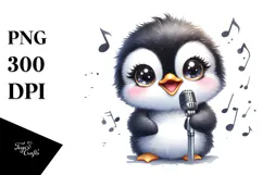 Watercolor Cute Baby Penguin PNG Product Image 1