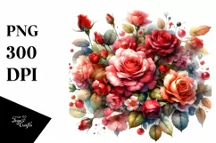 Washed Red Roses Clipart, High-Quality PNG Product Image 3