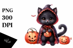 Simple Baby Black Cat Halloween Drawing | Clipart Product Image 3