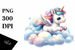 Baby Unicorn Running on Cloud | Sublimation | Clipart Product Image 3