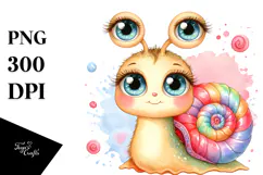 Cute Energetic Baby Snail, High-Res PNG Product Image 1