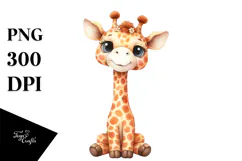 Funny Whimsical Watercolor Giraffe | Clipart Product Image 1
