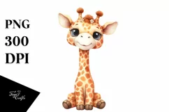 Funny Whimsical Watercolor Giraffe | Clipart Product Image 3