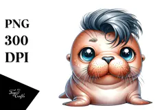 Energetic Baby Walrus PNG Product Image 1