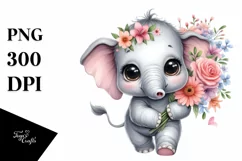 Baby Elephant Big Eyes Watercolor | Clipart Product Image 3