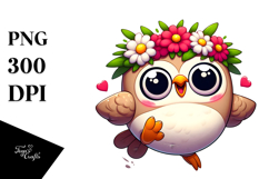 Expressive Bird with Flower Crown PNG Product Image 1