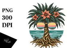 Vintage Tropical Tree Sunglasses PNG Product Image 1