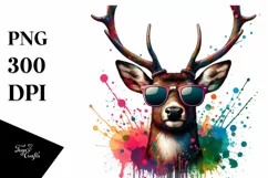Colorful Deer with Paint Splashes | Clipart Product Image 3