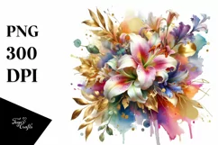 Colorful Lily Bouquet with Gold Foil Accents Product Image 1