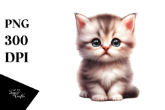 Digital Watercolor Baby Cat PNG Product Image 1